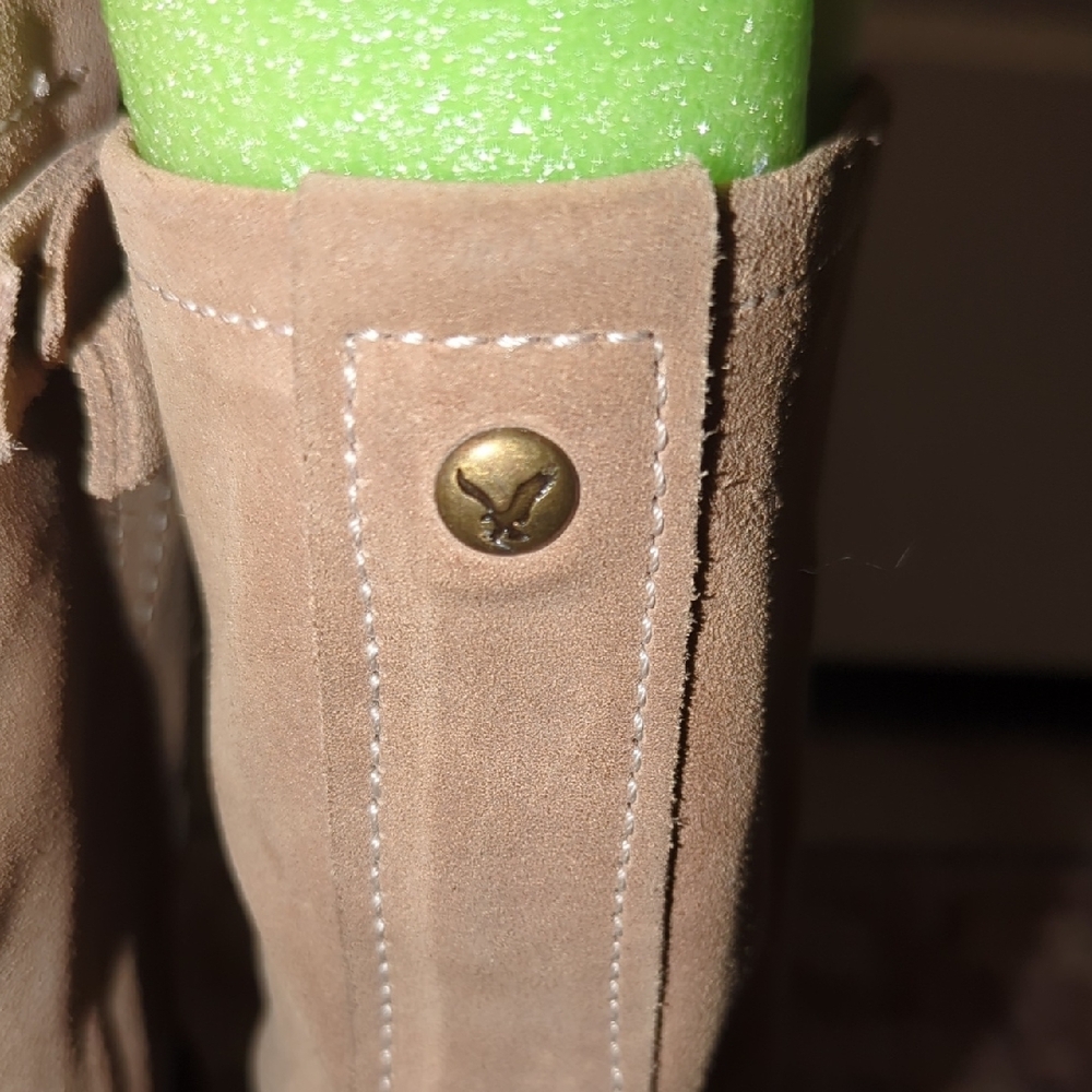 Vintage American Eagle Outfitters Suede Lace-Up Buckle Mid-Calf Boots in Tan - Picture 7 of 9